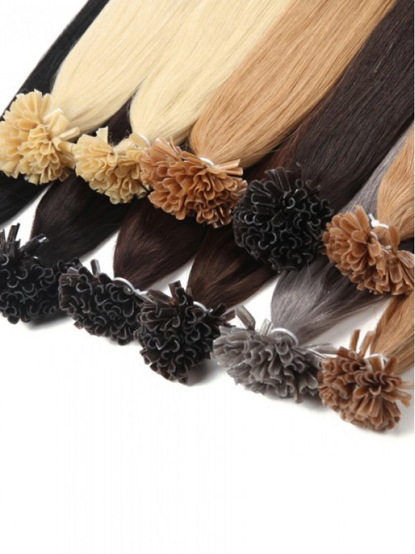 1 G / S Unghie Dritte / Estensioni Dei Capelli Vergini Con Punta A U 100 G