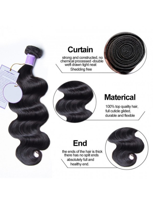 Estensione Brasiliana Dei Capelli Umani Dell'Onda Del Corpo 3 Pezzi