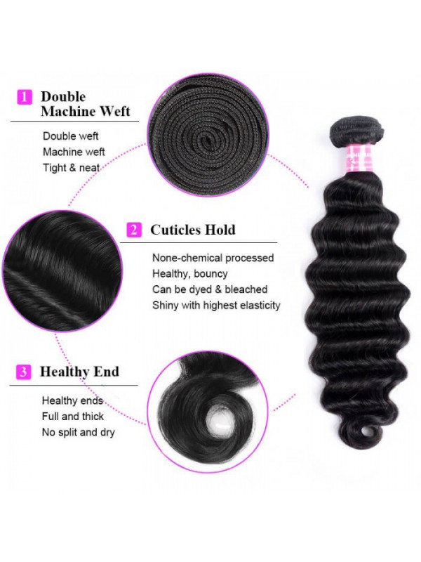 Fasci Di Capelli Umani Economici 3 Onde Profonde