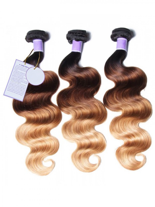 3 Pacchi Di Capelli Vergini Umani A Tre Tonalità Di Corpo Ombre
