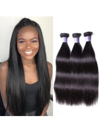 3 Fasci Di Capelli Lisci Indiani 100% Capelli Vergini