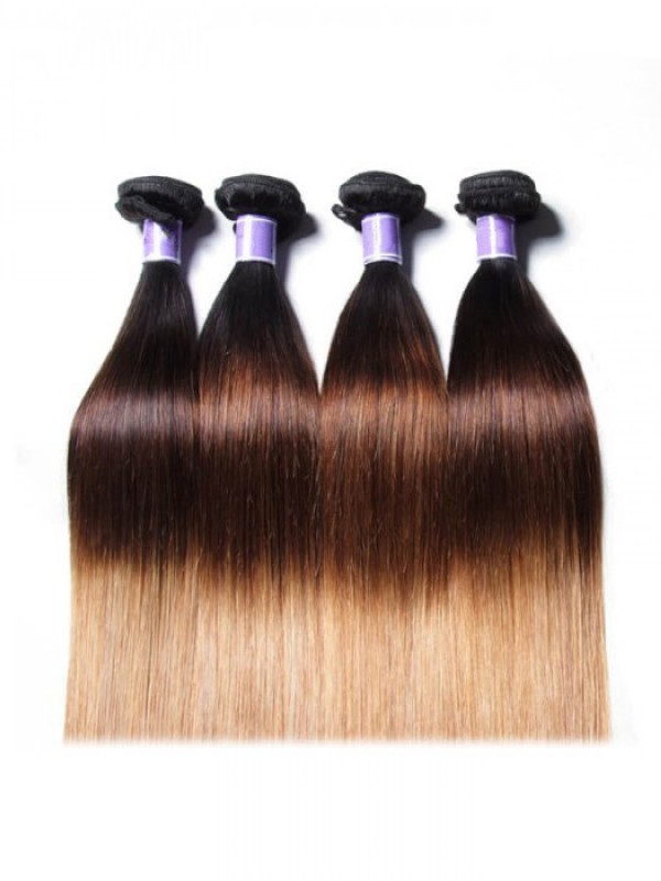 4 Pacchi T1B/4/27 Ombre Capelli Vergini Umani Lisci
