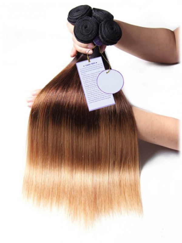 4 Pacchi T1B/4/27 Ombre Capelli Vergini Umani Lisci