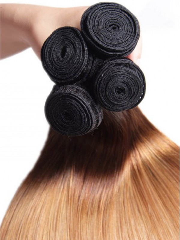 4 Pacchi T1B/4/27 Ombre Capelli Vergini Umani Lisci
