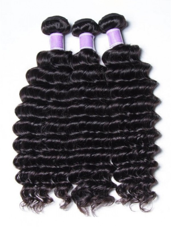 3 Pz/Pacco Peruviano Profondo Dei Capelli Umani Tesse
