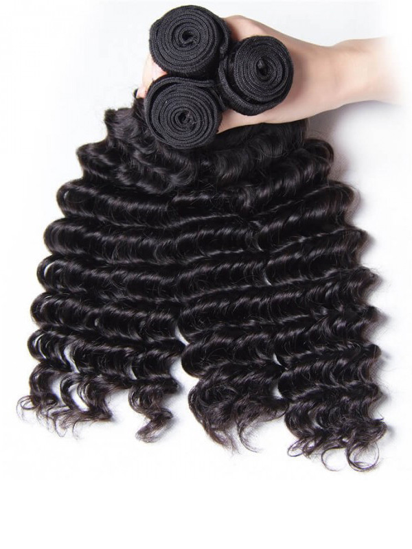 3 Pz/Pacco Peruviano Profondo Dei Capelli Umani Tesse