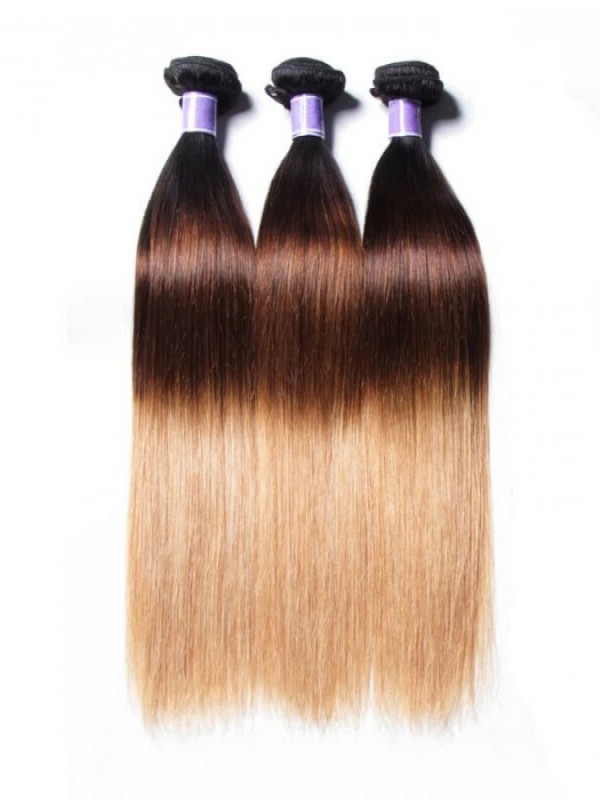 Tessitura Di Capelli Vergini Umani Lisci A Tre Toni Ombre A 3 Fasci