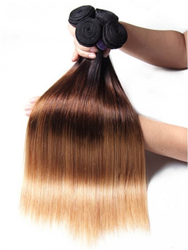 Tessitura Di Capelli Vergini Umani Lisci A Tre Toni Ombre A 3 Fasci