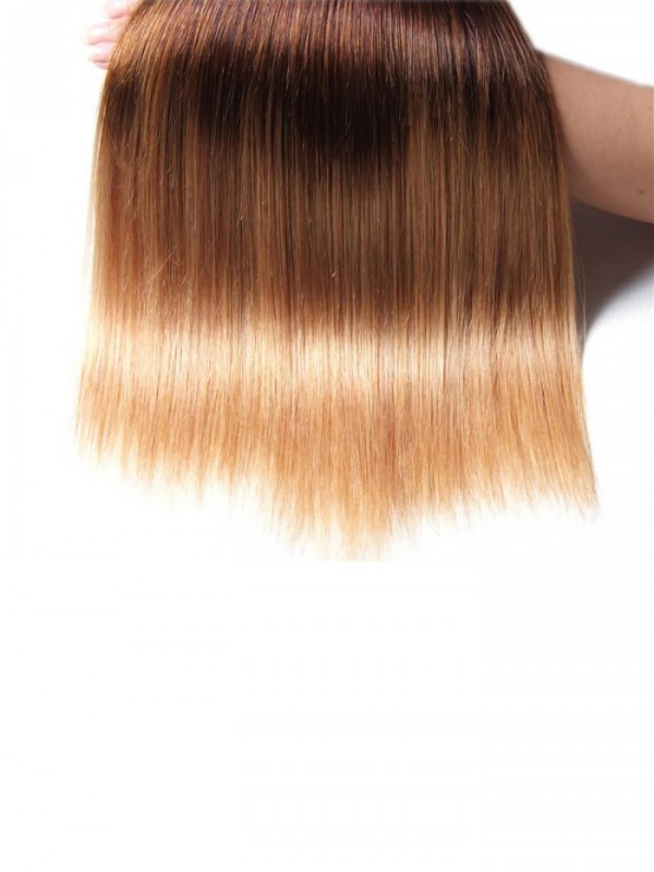 Tessitura Di Capelli Vergini Umani Lisci A Tre Toni Ombre A 3 Fasci