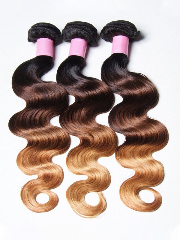3 Pacchi Di Capelli Umani Brasiliani Dell'Onda Del Corpo Di Ombre