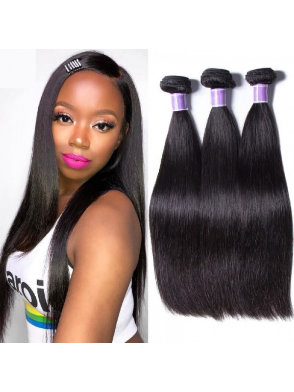 3 Pz/Pacco Malese Rettilineo Dei Capelli Umani Vergini Tesse