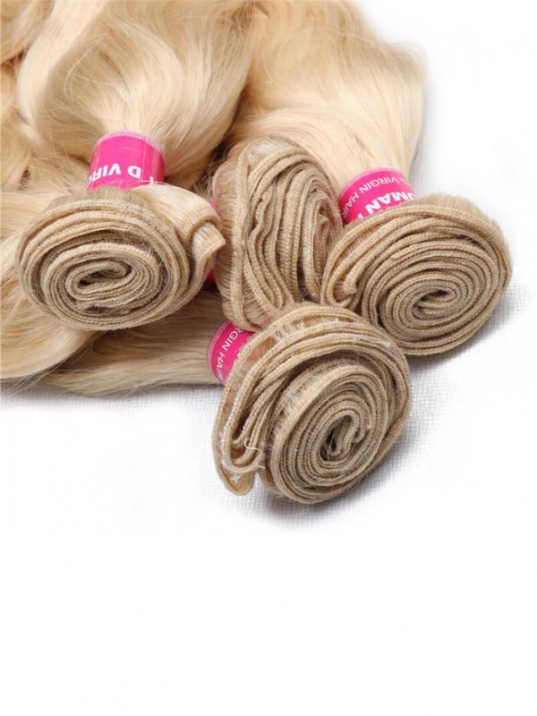 613 Capelli Umani Vergini Biondi Wave 4 Bundles Trama Dei Capelli Dell'Onda Del Corpo