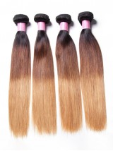 Tessitura Di Capelli Vergini Umani Lisci A Tre Toni Ombre A 4 Fasci