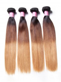Tessitura Di Capelli Vergini Umani Lisci A Tre Toni Ombre A 4 Fasci
