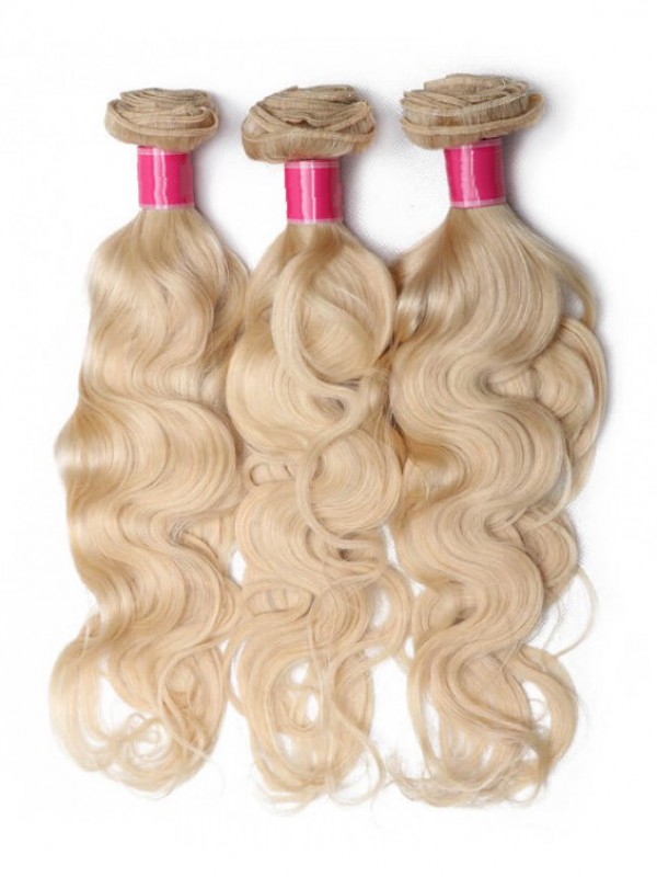 3Pcs 613 Fasci Di Capelli Umani Vergini Biondi Dei Capelli Dell'Onda Del Corpo