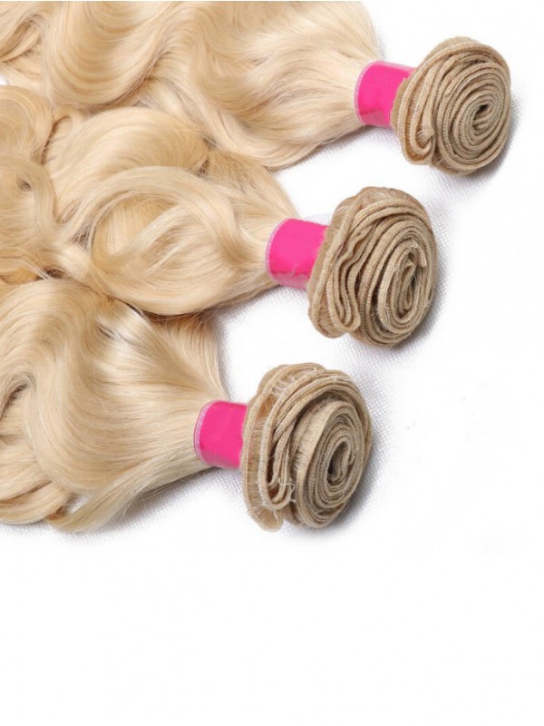 3Pcs 613 Fasci Di Capelli Umani Vergini Biondi Dei Capelli Dell'Onda Del Corpo