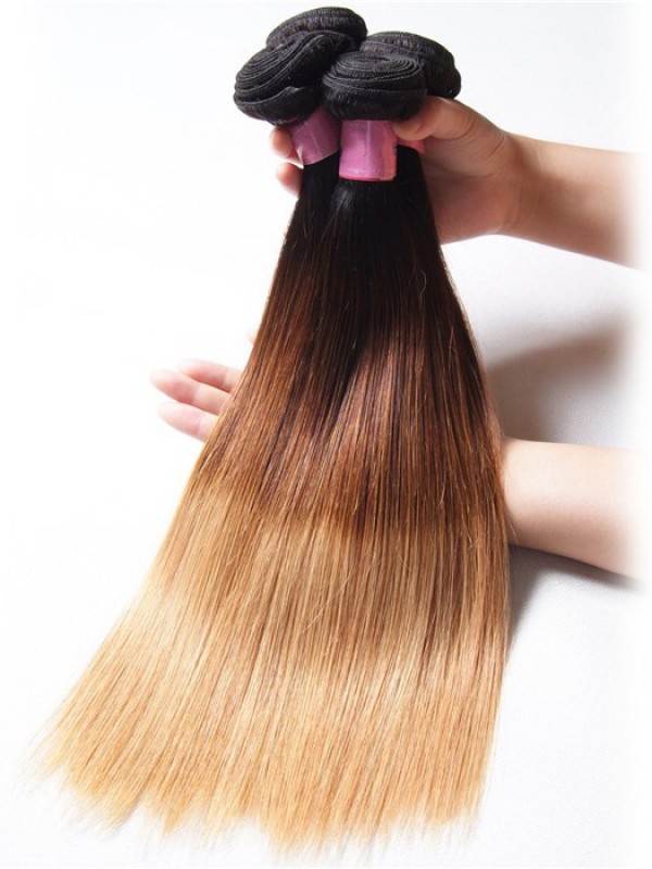 Capelli Vergini Ombre Estensioni Dei Capelli 1B/4/27 Tessuto Dritto Dei Capelli Umani
