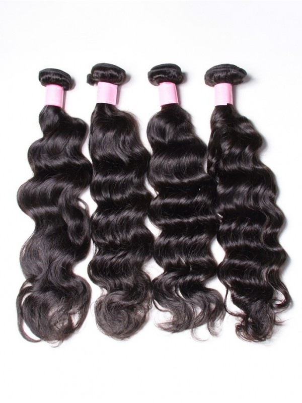 Trama Dei Capelli Umani Dell'Onda Naturale 4Pcs/Pack Dei Capelli Vergini