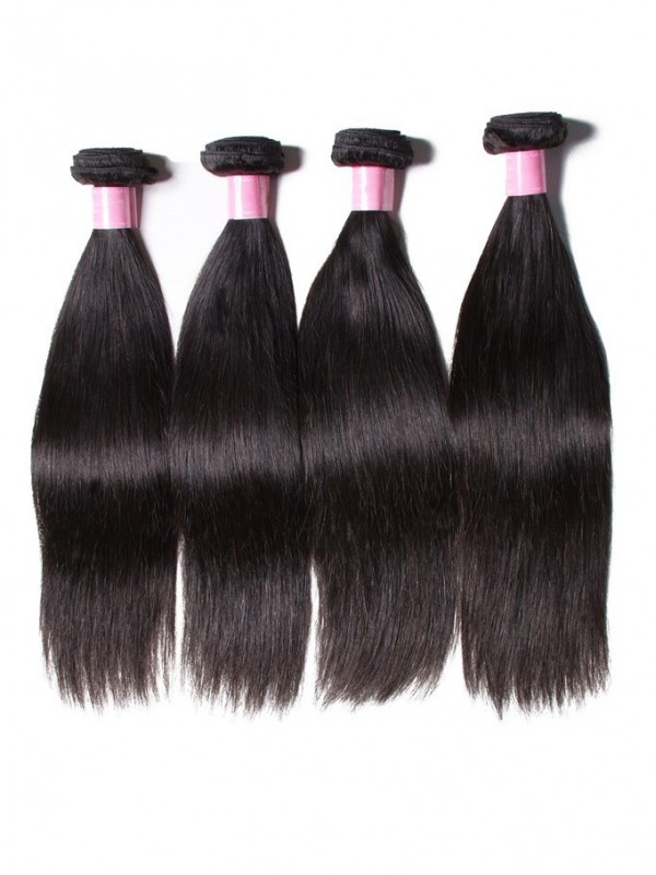 4 Pz/Pacco Indiano Dritto Capelli Umani Tesse
