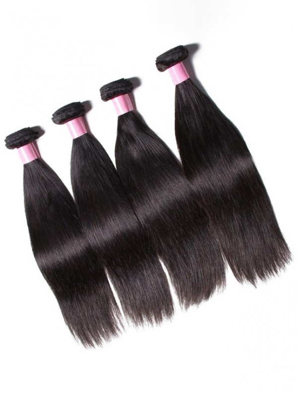 4 Pz/Pacco Indiano Dritto Capelli Umani Tesse