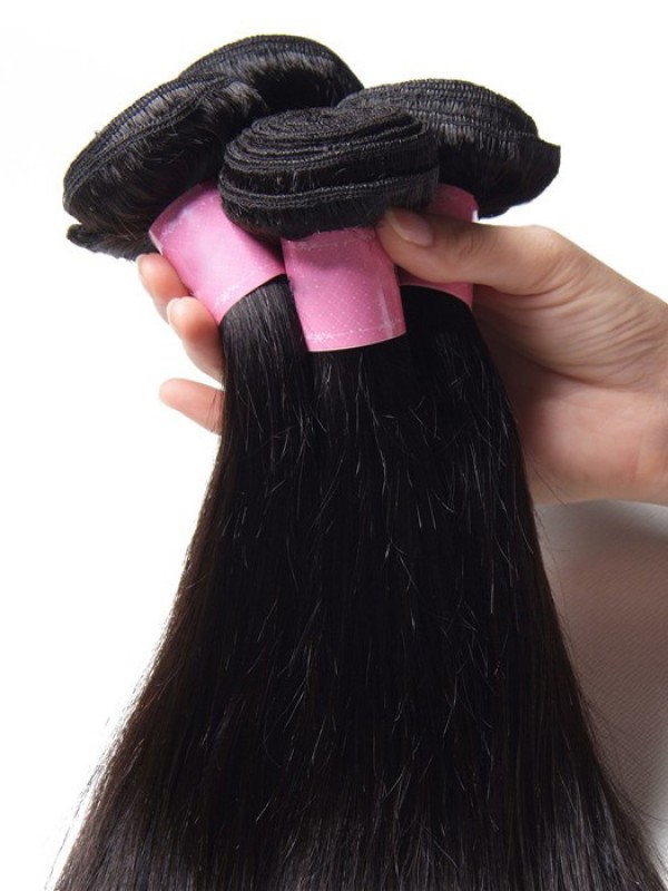 4 Pz/Pacco Indiano Dritto Capelli Umani Tesse