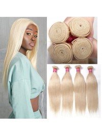 4 Pezzi 613 Fasci Di Tessuto Per Capelli Biondi 16-24 Pollici Capelli Umani Vergini Dritti