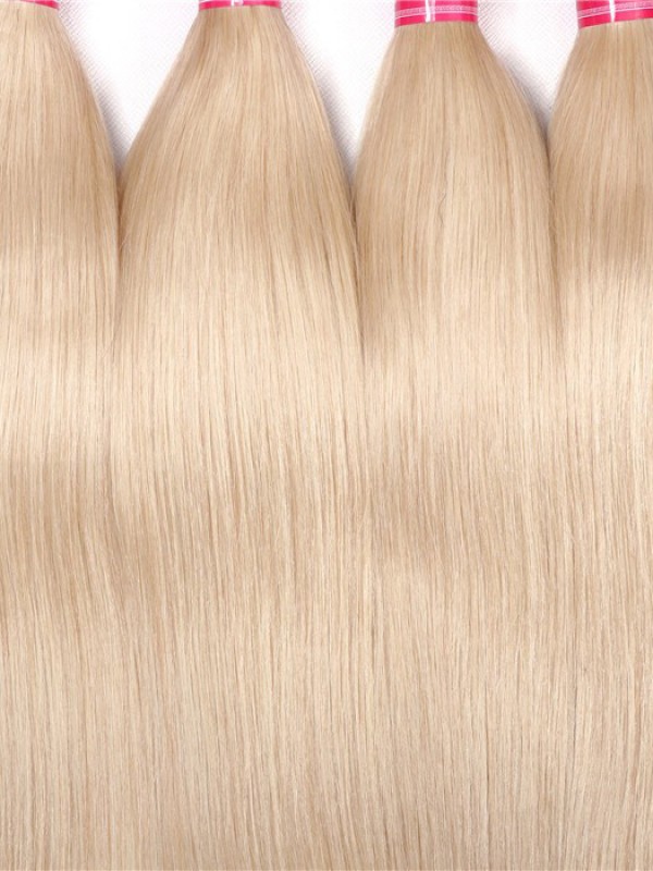 4 Pezzi 613 Fasci Di Tessuto Per Capelli Biondi 16-24 Pollici Capelli Umani Vergini Dritti
