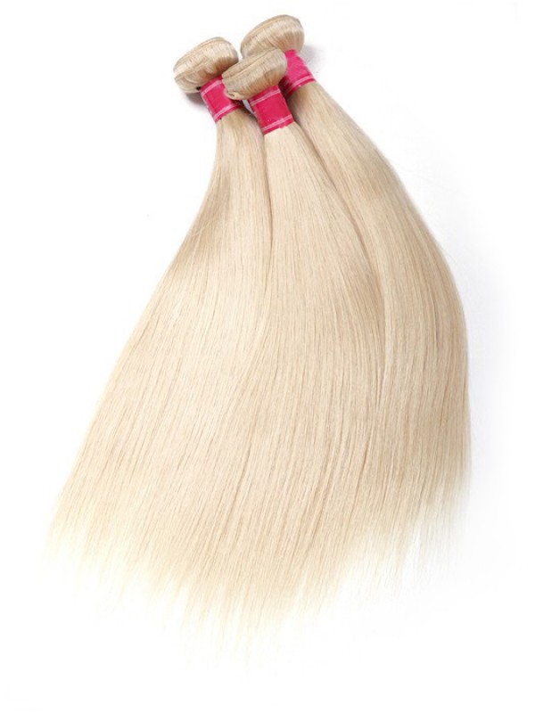 4 Pezzi 613 Fasci Di Tessuto Per Capelli Biondi 16-24 Pollici Capelli Umani Vergini Dritti