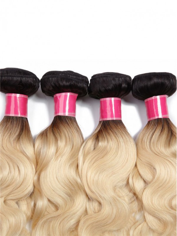 4 Bundles T1B/613 Ombre Capelli Biondi 100% Capelli Umani Vergini Tessuto Dei Capelli Dell'Onda
