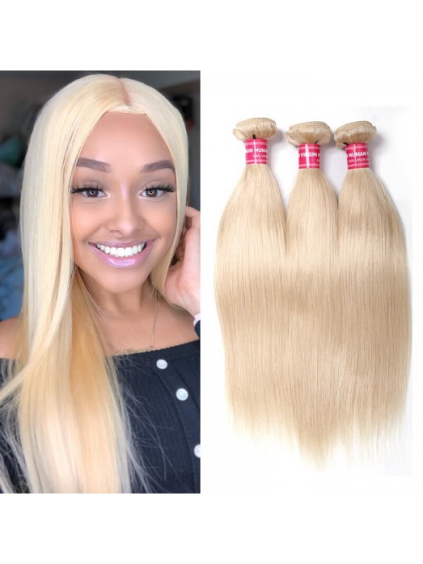 613 Fasci Di Estensione Dei Capelli Umani Vergini Biondi 16-24 Pollici 3Pcs Capelli Lisci