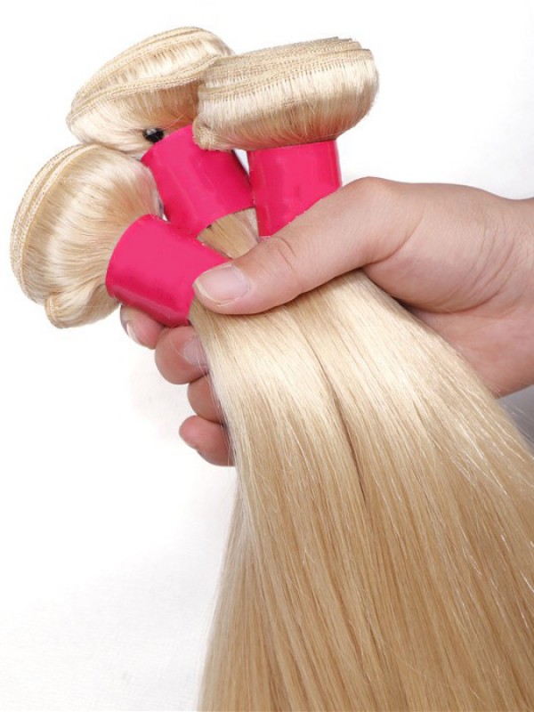 613 Fasci Di Estensione Dei Capelli Umani Vergini Biondi 16-24 Pollici 3Pcs Capelli Lisci