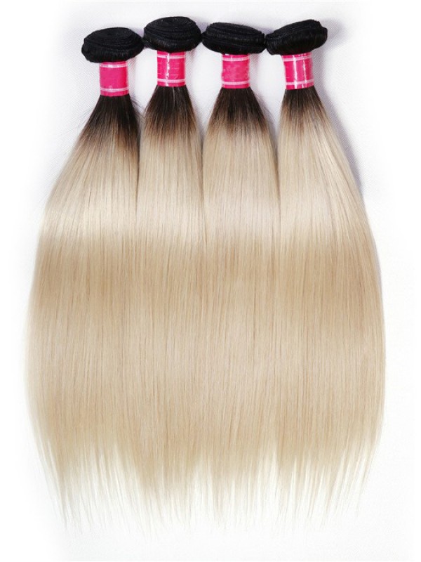 1B/613 Capelli Umani Vergini Lisci Biondo Miele 4 Fasci Ombre