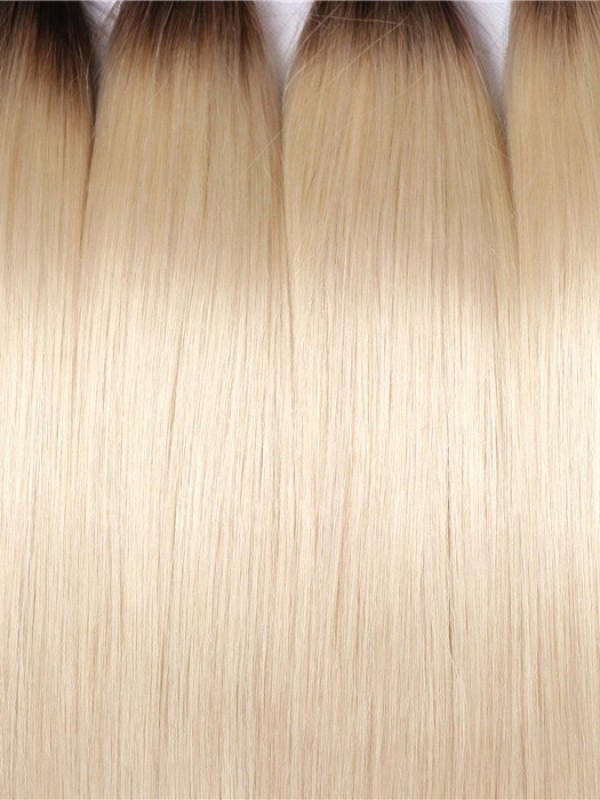 1B/613 Capelli Umani Vergini Lisci Biondo Miele 4 Fasci Ombre
