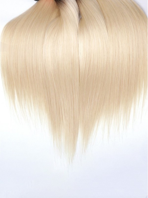 1B/613 Capelli Umani Vergini Lisci Biondo Miele 4 Fasci Ombre
