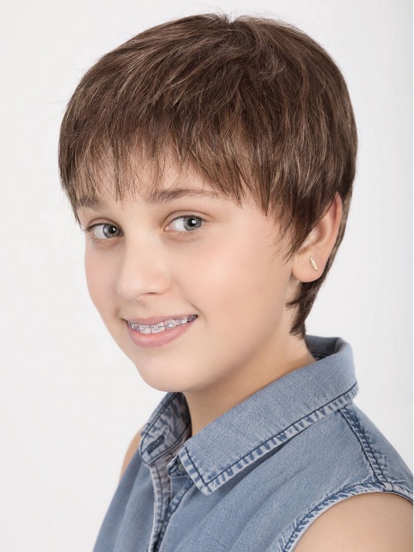 Parrucca Per Capelli Corti Pixie Marrone Per Bambini