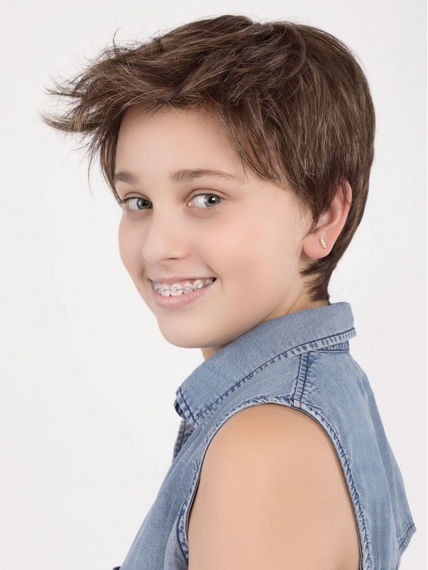 Parrucca Per Capelli Corti Pixie Marrone Per Bambini
