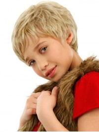 Parrucche Per Bambini Ondulate Ondulate Bionde Frontali In Pizzo