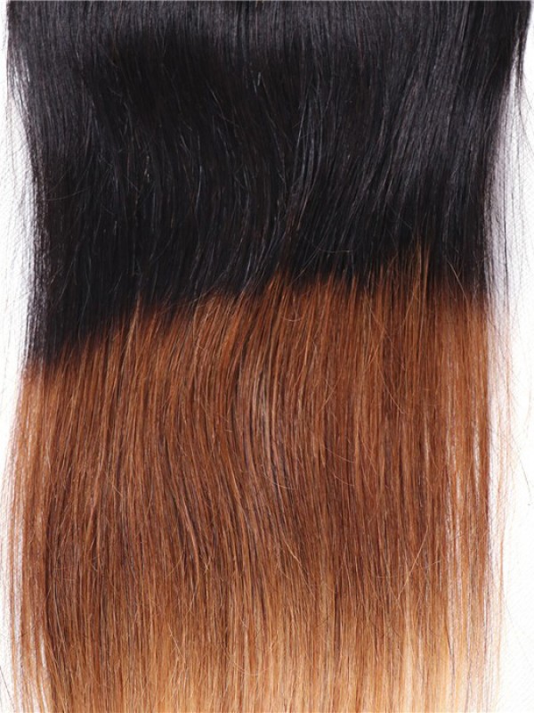 1Pc T1B/4/27 Ombre Color Chiusura Del Merletto Parte Libera Dei Capelli Umani Lisci