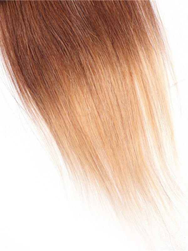 1Pc T1B/4/27 Ombre Color Chiusura Del Merletto Parte Libera Dei Capelli Umani Lisci