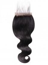 Body Wave Capelli 5X5 Chiusura Parte Libera Con Capelli Del Bambino Castano Medio Pizzo Svizzero