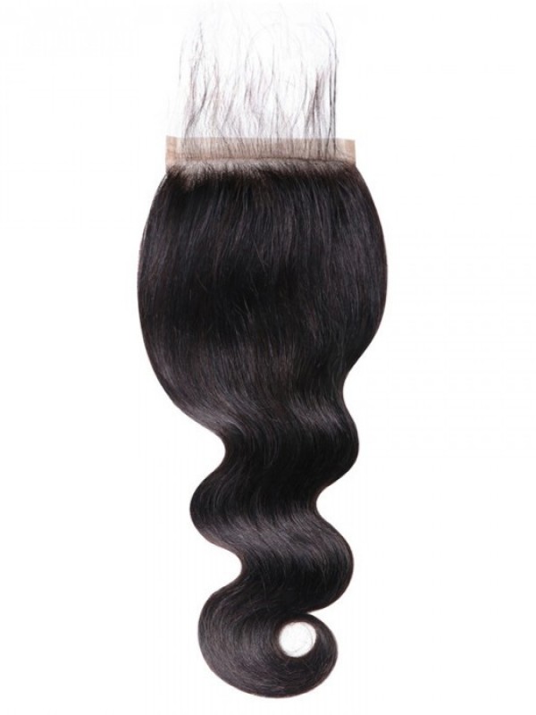 Body Wave Capelli 5X5 Chiusura Parte Libera Con Capelli Del Bambino Castano Medio Pizzo Svizzero