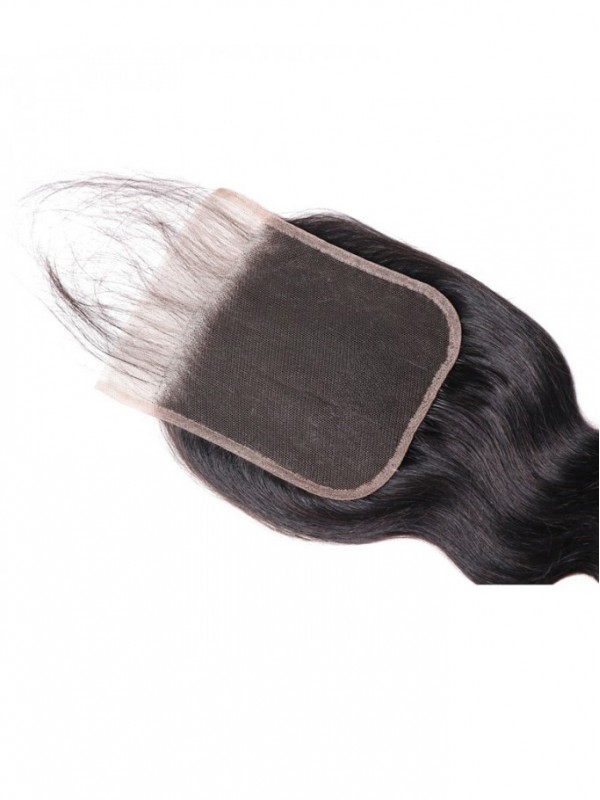 Body Wave Capelli 5X5 Chiusura Parte Libera Con Capelli Del Bambino Castano Medio Pizzo Svizzero