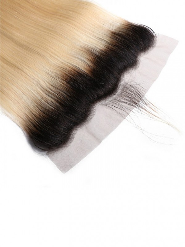 Capelli Vergini Ombre Colore 1B/613 13X4 Chiusura Frontale In Pizzo Capelli Umani Lisci