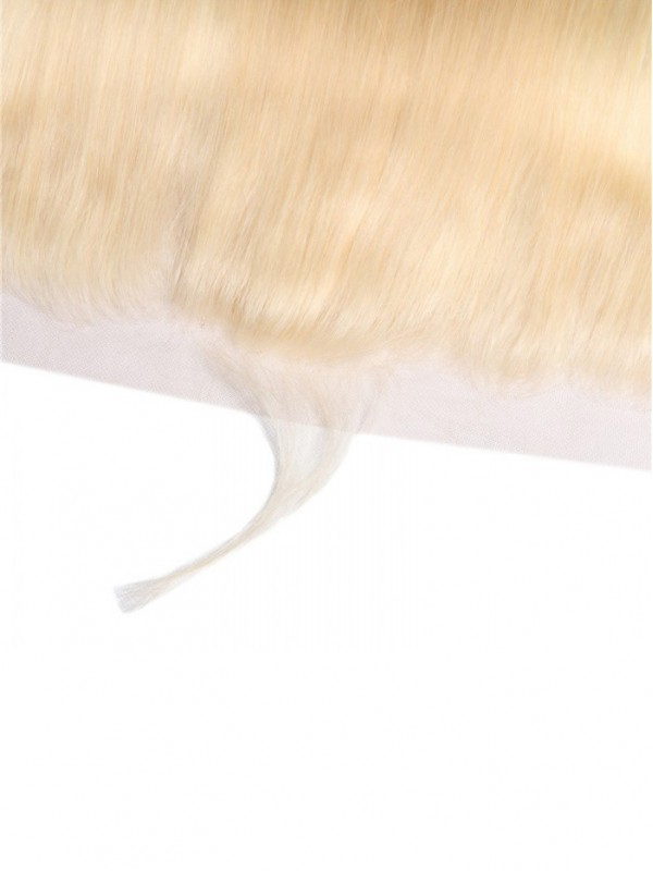 613 Capelli Biondi 14-18 Pollici Capelli Lisci 13*4 Chiusura Frontale In Pizzo Con Capelli Del Bambino