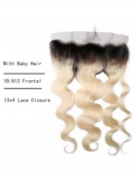 1B/613 Chiusura Frontale In Pizzo Body Wave Con Peli Del Bambino