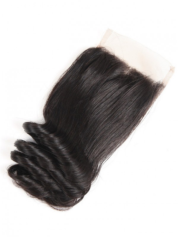 Capelli Vergini Malesi Loose Wave 4 * 4 Chiusura In Pizzo