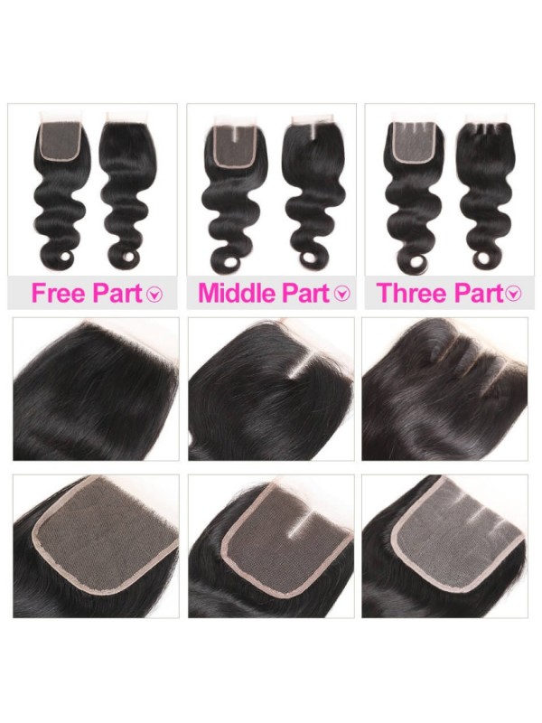 Capelli Vergini Malesi Dritti 4 * 4 Chiusura In Pizzo