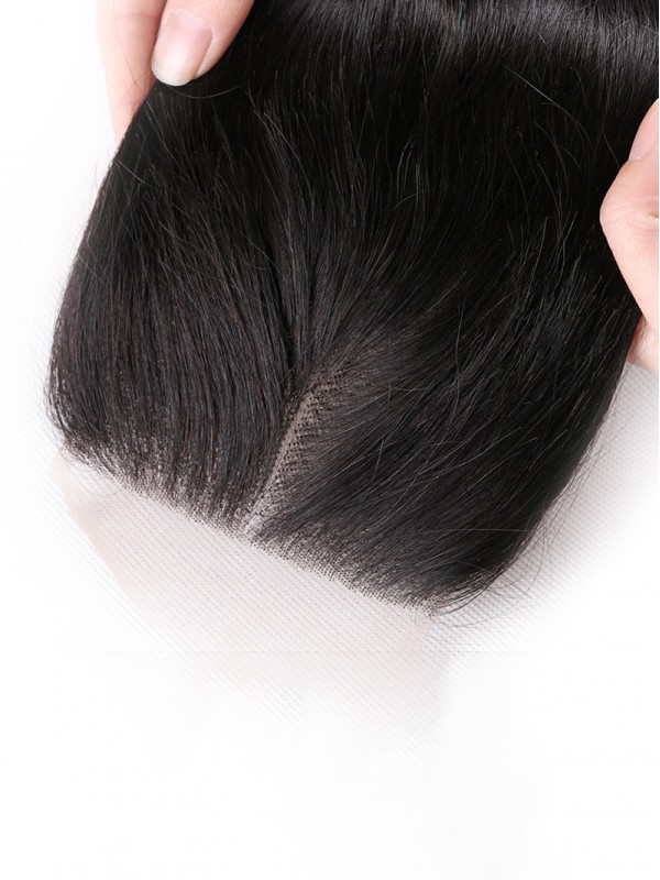 Capelli Vergini Malesi Dritti 4 * 4 Chiusura In Pizzo
