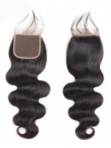Chiusura Del Merletto Dei Capelli Umani Dell'Onda Del Corpo 4*4 Peruviano 1Pc