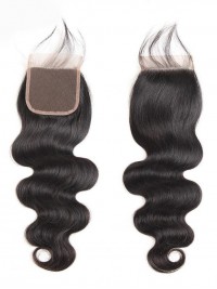 Chiusura Del Merletto Dei Capelli Umani Dell'Onda Del Corpo 4*4 Peruviano 1Pc